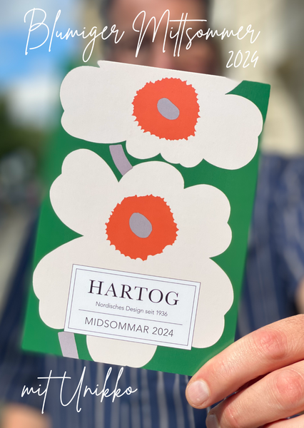 Wir laden ein: Am 21. und 22. Juni 2024 zu Mittsommer bei HARTOG. Lassen Sie uns die Unikko-Blüte feiern!