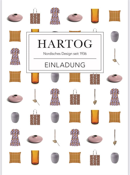 Die Einladung zum 87. Geburtstag von HARTOG in herbstlichen senf- und flieder-Tönen. 