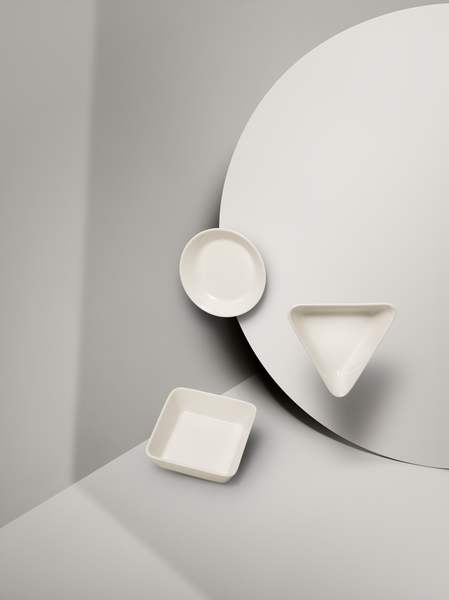 Die 3 Grundformen des Teema Geschirrs von Kaj Franck für iittala sind Kreis, Dreieck und Quadrat. 