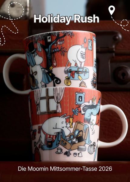 Die neue Moomin Mittsommer Tasse 2026: Holiday Rush