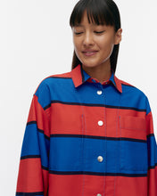 Marimekko Jacke, Vuokko Eskolin-Nurmesniemi, rot blau gestreift, close up