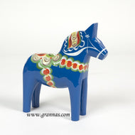 Dalapferd Figur blau handbemalt 20cm